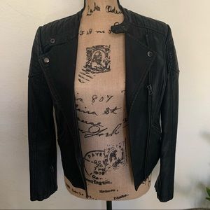 Black Leather Topshop Jacket. Size 6. Good condition